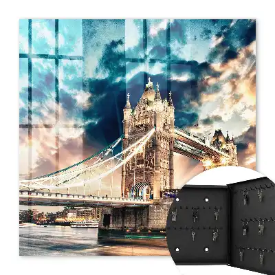 Decorative key box An urban landscape full of clouds