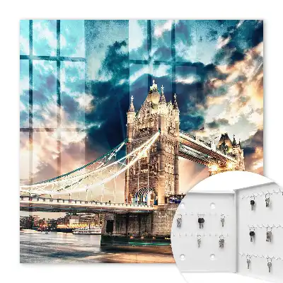 Decorative key box An urban landscape full of clouds