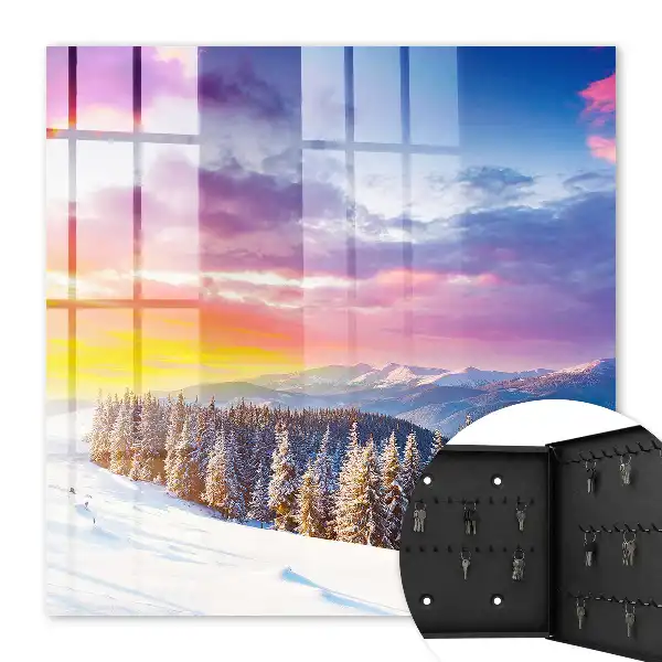 Key cabinet Winter sunset mountain landscape