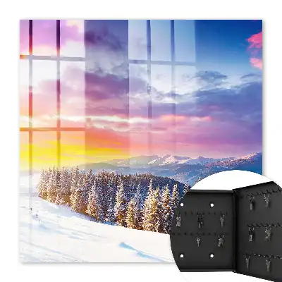Key cabinet Winter sunset mountain landscape