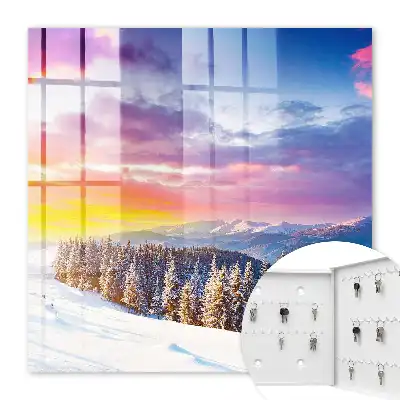 Key cabinet Winter sunset mountain landscape