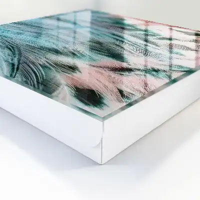 Wall mounted key box Pastel blue pink feathers