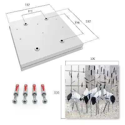 Wall mounted key cabinet Cranes and reeds in a pastel landscape