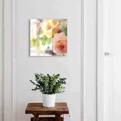 Wall mounted key box Watercolor flowers in subtle colors