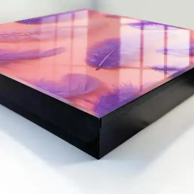 Wall mounted key box Purple feathers with pink background