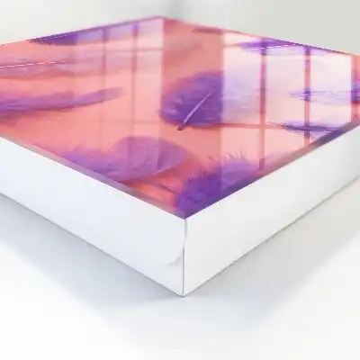Wall mounted key box Purple feathers with pink background