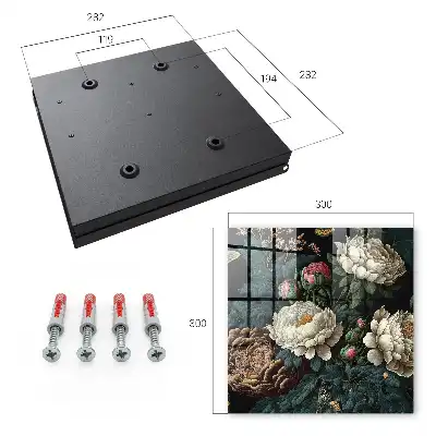 Decorative Peony Flower Key Box with Black Background