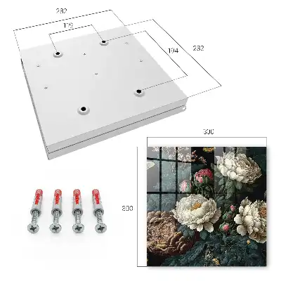 Decorative Peony Flower Key Box with Black Background