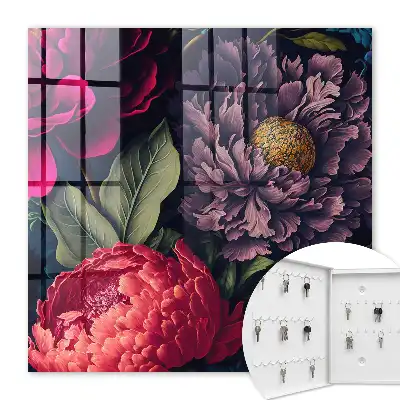 Wall mounted key cabinet Flowers of luxury, expressive in detail