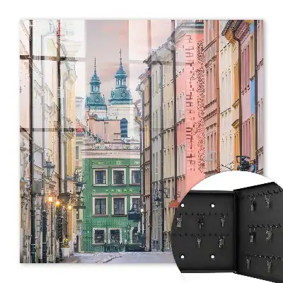 Decorative key box Colorful tenement houses, charming atmosphere