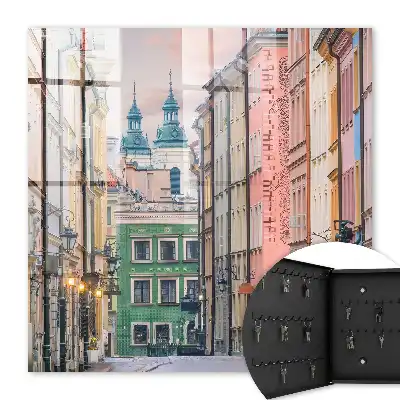 Decorative key box Colorful tenement houses, charming atmosphere