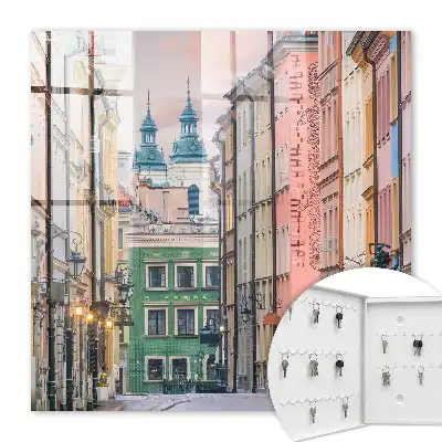 Decorative key box Colorful tenement houses, charming atmosphere