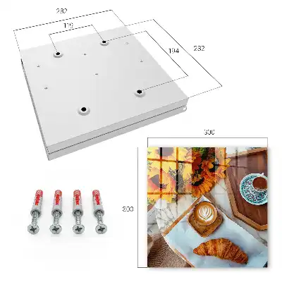 Wall mounted key cabinet Morning moments coffee croissant