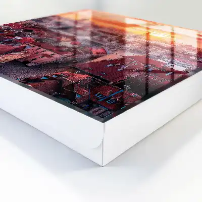 Wall mounted key box Sunset over historic rooftops