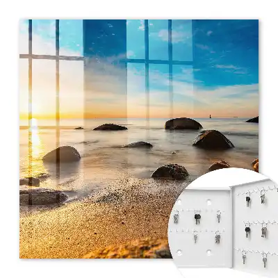 Key box for home Seaside sunset with sea and stones