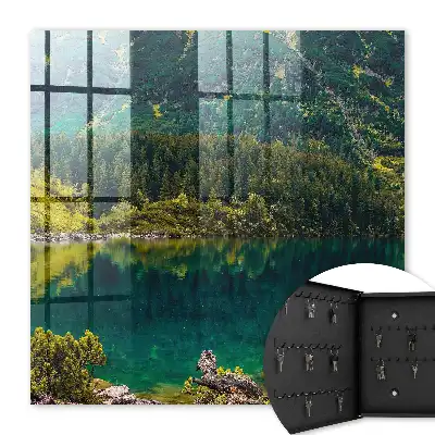 Wall mounted key cabinet Mountain idyll in green water