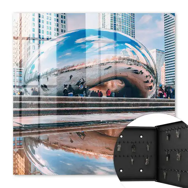 Wall mounted key cabinet An urban reflection reflecting the city