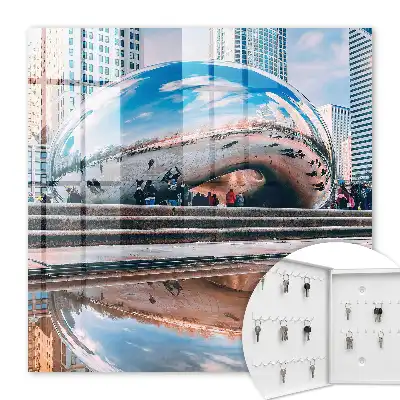 Wall mounted key cabinet An urban reflection reflecting the city
