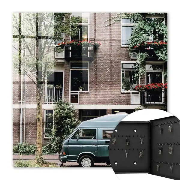Decorative key box Cityscape blue van