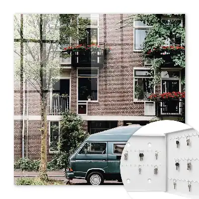 Decorative key box Cityscape blue van