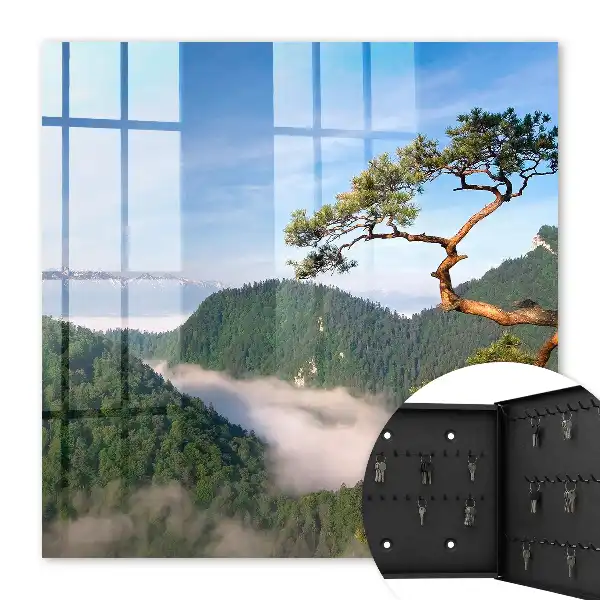 Wall mounted key cabinet Mountain landscape with snow-capped mountains