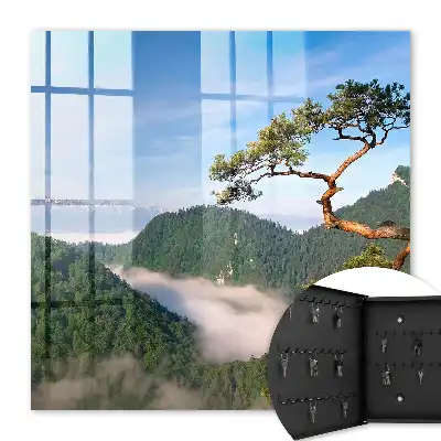 Wall mounted key cabinet Mountain landscape with snow-capped mountains