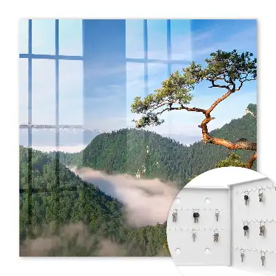Wall mounted key cabinet Mountain landscape with snow-capped mountains