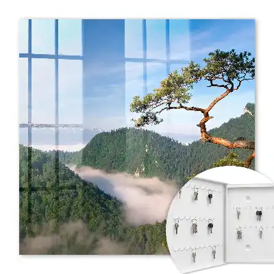 Wall mounted key cabinet Mountain landscape with snow-capped mountains