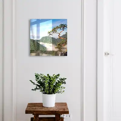 Wall mounted key cabinet Mountain landscape with snow-capped mountains