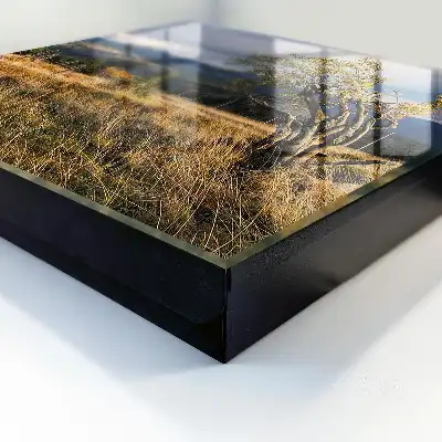 Wall mounted key box Autumn landscape with trees and sky