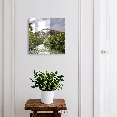 Decorative key box Mountain landscape with a river and forest
