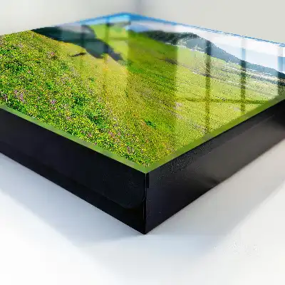 Wall mounted key box Green mountains blue sky