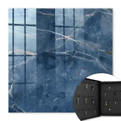 Blue Marble Key Cabinet with Subtle Lines