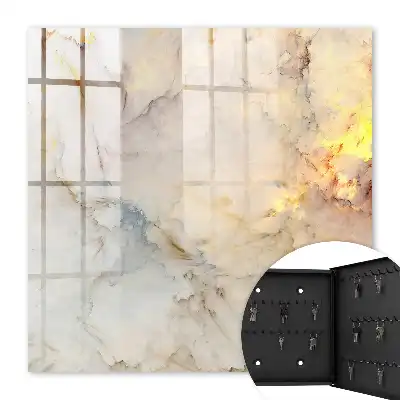 Decorative key box Marble elegance with yellow accents