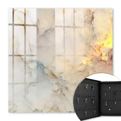 Decorative key box Marble elegance with yellow accents