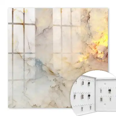 Decorative key box Marble elegance with yellow accents