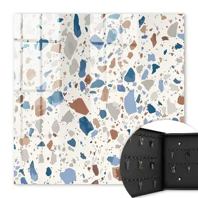 Key cabinet Stone mosaic with blue accents