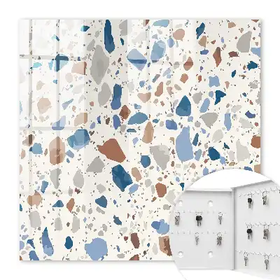 Key cabinet Stone mosaic with blue accents