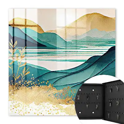 Decorative Turquoise Mountains Nature Themed Key Box