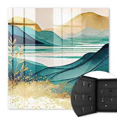 Decorative Turquoise Mountains Nature Themed Key Box