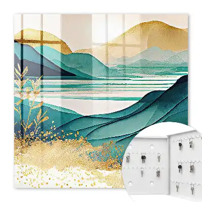 Decorative Turquoise Mountains Nature Themed Key Box