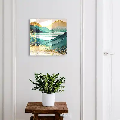 Decorative key box Turquoise mountains with elements of nature