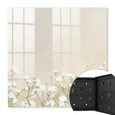 Key cabinet Flowers subtle beige background