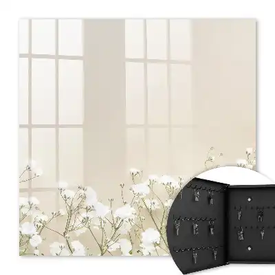 Key cabinet Flowers subtle beige background