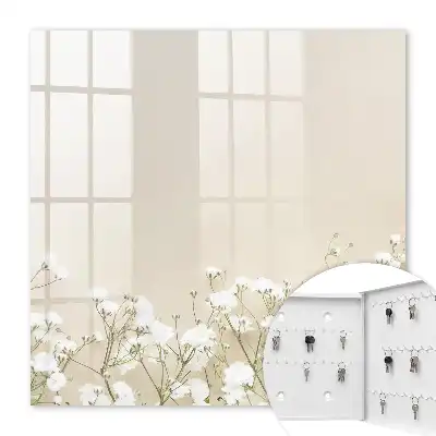 Key cabinet Flowers subtle beige background