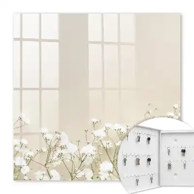 Key cabinet Flowers subtle beige background
