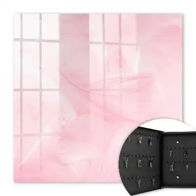 Wall mounted key box Pink feather decoration