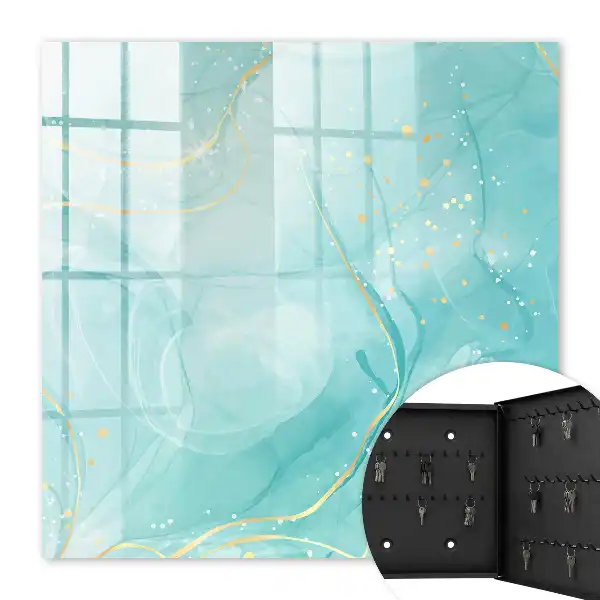 Wall mounted key cabinet Turquoise elegance with drops and lines