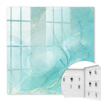 Wall mounted key cabinet Turquoise elegance with drops and lines
