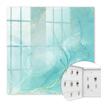 Wall mounted key cabinet Turquoise elegance with drops and lines